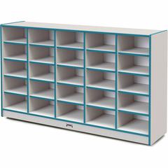 Jonti-Craft Rainbow Accents Cubbie Mobile Storage - 25 Compartment(s) - 35.5" Height x 60" Width x 15" Depth - Durable, Laminated - Teal - Hard Rubber - 1 Each