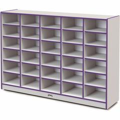 Jonti-Craft Rainbow Accents Cubbie Mobile Storage - 30 Compartment(s) - 42" Height x 60" Width x 15" Depth - Durable, Laminated - Purple - Hard Rubber - 1 Each