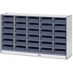 Jonti-Craft Rainbow Accents Mobile Paper-Tray Storage - 30 Compartment(s) - 35.5" Height x 60" Width x 15" Depth - Chip Resistant, Laminated - Navy - Rubber - 1 Each