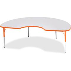 Jonti-Craft Berries Elementary Height Color Edge Kidney Table - Laminated Kidney-shaped, Orange Top - Four Leg Base - 4 Legs - Adjustable Height - 15" to 24" Adjustment - 72" Table Top Length x 48" Ta