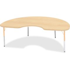 Jonti-Craft Berries Elementary Height Maple Top/Edge Kidney Table - Laminated Kidney-shaped, Maple Top - Four Leg Base - 4 Legs - Adjustable Height - 15" to 24" Adjustment - 72" Table Top Length x 48"