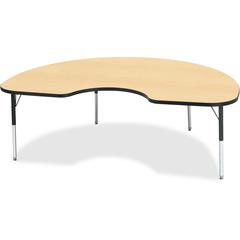 Jonti-Craft Berries Elementary Height Color Top Kidney Table - Laminated Kidney-shaped, Maple Top - Four Leg Base - 4 Legs - Adjustable Height - 15" to 24" Adjustment - 72" Table Top Length x 48" Tabl