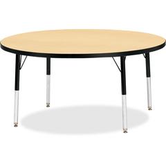 Jonti-Craft Berries Elementary Height Color Top Round Table - Laminated Round, Maple Top - Four Leg Base - 4 Legs - Adjustable Height - 15" to 24" Adjustment x 1.13" Table Top Thickness x 48" Table To