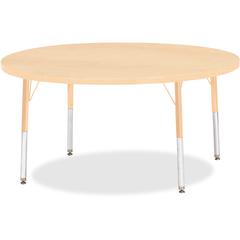 Jonti-Craft Berries Elementary Height Maple Top/Edge Round Table - Laminated Round, Maple Top - Four Leg Base - 4 Legs - Adjustable Height - 15" to 24" Adjustment x 1.13" Table Top Thickness x 48" Tab