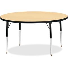 Jonti-Craft Berries Adult Height Color Top Round Table - Laminated Round, Maple Top - Four Leg Base - 4 Legs - Adjustable Height - 24" to 31" Adjustment x 1.13" Table Top Thickness x 48" Table Top Dia