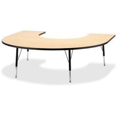 Jonti-Craft Berries Elementary Black Edge Horseshoe Table - Laminated Horseshoe-shaped, Maple Top - Four Leg Base - 4 Legs - Adjustable Height - 15" to 24" Adjustment - 66" Table Top Length x 60" Tabl