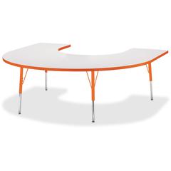 Jonti-Craft Berries Prism Horseshoe Student Table - Laminated Horseshoe-shaped, Orange Top - Four Leg Base - 4 Legs - Adjustable Height - 24" to 31" Adjustment - 66" Table Top Length x 60" Table Top W