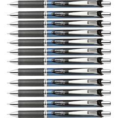 EnerGel EnerGel RTX Liquid Gel Pen - Medium Pen Point - 0.7 mm Pen Point Size - Needle Pen Point Style - Refillable - Retractable - Black Gel-based Ink - Black, Stainless Steel, Blue Barrel - Metal Ti