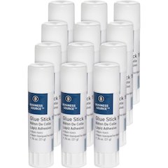 Business Source Glue Stick - 0.74 oz - White - 12 / Pack