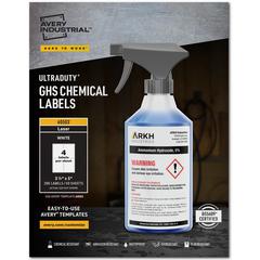Avery&reg; UltraDuty Warning Label - 3 1/2" Width x 5" Length - Permanent Adhesive - Rectangle - Laser - White - Film - 4 / Sheet - 50 Total Sheets - 200 / Box - Water Resistant