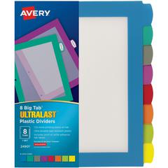 Avery&reg; Big Tab&trade; UltraLast&trade; Plastic Dividers for Laser and Inkjet Printers, 8 tabs - 8 x Divider(s) - 8 Write-on Tab(s) - 8 - 8 Tab(s)/Set - 8.5" Divider Width x 11" Divider Length - 3 
