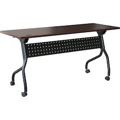 Lorell Flip Top Training Table - Rectangle Top - Four Leg Base - 4 Legs - 60" Table Top Width x 23.60" Table Top Depth - 29.50" Height x 59" Width x 23.63" Depth - Assembly Required - Black, Mahogany 