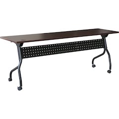 Lorell Flip Top Training Table - Rectangle Top - Four Leg Base - 4 Legs - 72" Table Top Width x 23.60" Table Top Depth - 29.50" Height x 70.88" Width x 23.63" Depth - Assembly Required - Black, Mahoga