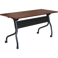 Lorell Flip Top Training Table - Rectangle Top - Four Leg Base - 4 Legs - 60" Table Top Width x 23.60" Table Top Depth - 29.50" Height x 59" Width x 23.63" Depth - Assembly Required - Cherry - Melamin