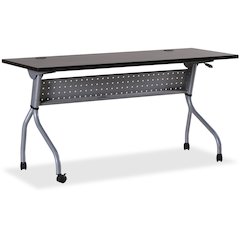 Lorell Flip Top Training Table - Rectangle Top - Four Leg Base - 4 Legs - 60" Table Top Width x 23.50" Table Top Depth - 29.50" Height x 59" Width x 23.63" Depth - Assembly Required - Espresso, Silver