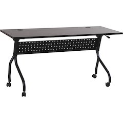 Lorell Flip Top Training Table - Rectangle Top - Four Leg Base - 4 Legs - 60" Table Top Width x 23.50" Table Top Depth - 29.50" Height x 59" Width x 23.63" Depth - Assembly Required - Espresso, Black 
