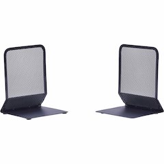 Lorell Mesh Bookends - 7" Height x 5.38" Width x 5.25" Depth - Desktop - Sturdy - Black - Steel, Mesh - 2 / Pair