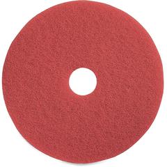 Genuine Joe Red Buffing Floor Pad - 16" Diameter x 1" Thickness - Floor, Buffing, Scrubbing - 350 rpm Maximum Speed Supported - Flexible, Resilient, Rotate, Dirt Remover, Scuff Mark Remover, Heel Mark