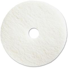 Genuine Joe Polishing Floor Pad - 13" Diameter x 1" Thickness - Floor, Polishing - 350 rpm Maximum Speed Supported - Resilient, Flexible, Non-abrasive, Dirt Remover, Rotate - Resin, Fiber - White - 5 