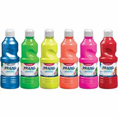 Prang Power Fluorescent Paint Set - 16 fl oz - 6 / Set - Neon Green, Neon Yellow, Neon Orange, Neon Pink, Neon Red, Neon Turquoise