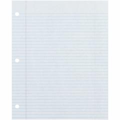 Decorol Recycled Filler Paper - 500 Sheets - Printed - College Ruled - Red Margin - 3 Hole(s) - Letter 8.5" x 11" - White Paper - 500 / Pack - 100% Recycled