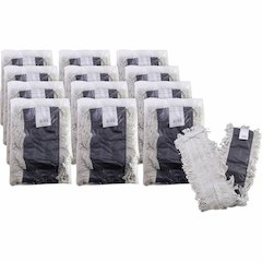 Genuine Joe Disposable Dust Mop Refill - 5" Width x 48" Length - Disposable, Looped Ends, Fray Resistant, 4-ply, Quick Drying, Durable, Absorbent, 4-ply Yarn - Cotton, Synthetic - Natural - 12 / Carto
