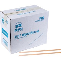 Royal Wood Coffee Stir Sticks - 5.5" Length - Birch Wood - Natural - 1000/Box - 10 / Carton