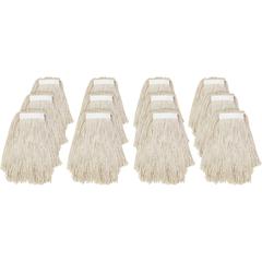 Genuine Joe Clamp-style Cotton Mophead - #16 - Cut Ends, Absorbent, Narrow Headband - Cotton - Natural - 12 / Carton