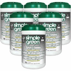 Simple Green Multi-Purpose Cleaning Safety Towels - 10" Width x 11.75" Length - Green - 75/Tub - 6 / Carton