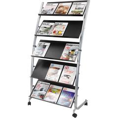 Alba Large Mobile Literature Display - 350 x Sheet - 5 Compartment(s) - Compartment Size : 12.99" x 28.35" - 65.35" Height x 32.28" Width x 20.08" Depth - Floor - Built-in Wheels - Metal, ABS Plastic 