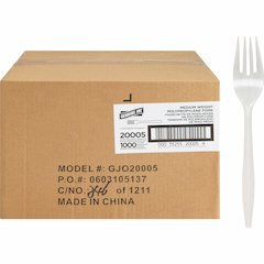 Genuine Joe Individually Wrapped Fork - 1 Piece(s) - 1000/Carton - Fork - 1 x Fork - Disposable - White