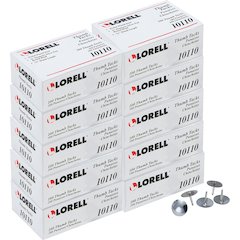 Lorell 5/16" Long Thumb Tacks - 0.31" Shank - 0.37" Head - for Schedule, Wall - Silver - Nickel Plated Steel - 100/Pack - 10 / Box