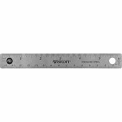 Westcott 6" Stainless Steel Rulers - 6" Length 0.8" Width - 1/16, 1/32 Graduations - Metric, Imperial Measuring System - Stainless Steel - 12 / Box - Stainless Steel