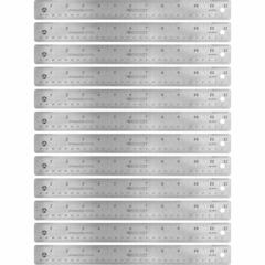 Westcott Stainless Steel Rulers - 12" Length x 1" Width - 1/16, 1/32 Graduations - Metric, Imperial Measuring System - Stainless Steel - Stainless Steel - 12 / Box