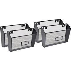 Lorell Mesh Wire Wall Pockets - 6.62" Height x 12.62" Width x 4.75" Depth - Black - 4 / Carton