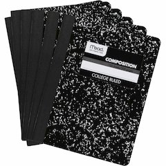 Mead Composition Book - Sewn - 7 1/2" x 9 3/4" Sheet Size - White Paper - Black Marble Cover - 12 / Carton