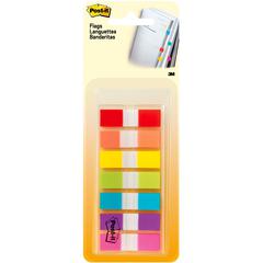 Post-it&reg; Flags in On-the-Go Dispenser - 1/2" x 1 3/4" - Red, Orange, Yellow, Green, Blue, Purple, Pink - Self-stick - 1 / Pack