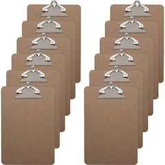 Business Source Mini Clipboard with Standard Metal Clip - Standard - 6" x 9" Sheet Size - Hardboard - Brown - 12 / Box