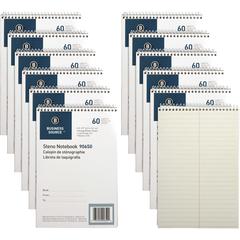 Business Source Steno Notebooks - 60 Sheets - Coilock - Gregg Ruled Front Ruling - 6" x 9" Sheet Size - Green Tint Paper - Stiff-back, Sturdy - 12 / Pack