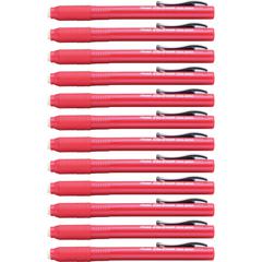 Pentel Rubber Grip Clic Eraser - Red - Pen - Refillable - 12 / Box - Retractable, Latex-free Grip, Pocket Clip, Ghost Resistant, Non-abrasive