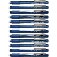 Pentel Rubber Grip Clic Eraser - Blue - Pen - Refillable - 12 / Box - Retractable, Latex-free Grip, Pocket Clip, Ghost Resistant, Non-abrasive