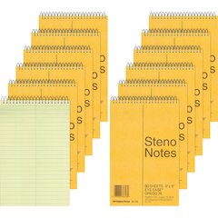 Rediform Steno Notebooks - 80 Sheets - Wire Bound - Gregg Ruled Margin - 16 lb Basis Weight - 6" x 9" Sheet Size - Green Paper - Brown Board Cover - Hard Cover, Rigid - 12 / Pack