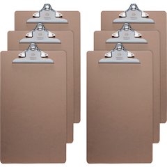 Business Source Hardboard Clipboard - 9" x 15 1/2" Sheet Size - Hardboard - Brown - 6 / Bundle
