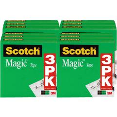 Scotch 1/2"W Magic Tape - 36 yd Length x 0.50" Width - 1" Core - Matte - Clear - For Mending, Splicing - 3/Pack - 4 / Bundle