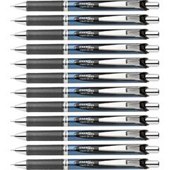 EnerGel EnerGel RTX Liquid Gel Pens - Refillable - Retractable - Black Ink - Gel-based - Blue Barrel - Stainless Steel Tip - 2/Pack - 6 / Box