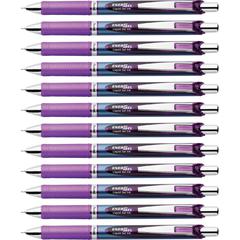 EnerGel EnerGel RTX Liquid Gel Pens - Refillable - Retractable - Violet Ink - Gel-based - Blue Barrel - Stainless Steel Tip - 12 / Box