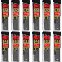Pentel Super Hi-Polymer Leads - 0.5 mm , Fine Point - HB - Black Lead - 30/Tube - 12 / Box