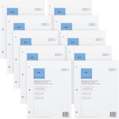 Sparco Notebook Filler Paper - Letter - 200 Sheets - Ruled Red Margin - 16 lb Basis Weight - Letter - 8 1/2" x 11" Sheet Size - White Paper - Subject - 200/Pack - 10 / Bundle