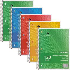 Sparco Wire Bound College Ruled Notebook - 120 Sheets - Wire Bound - College Ruled Front Ruling - Unruled Margin - 16 lb Basis Weight - 8" x 10 1/2" Sheet Size - Assorted Paper - Assorted Chipboard Co
