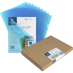 Business Source Letter File Sleeve - 8 1/2" x 11" - 20 Sheets Capacity - Blue - Water Resistant, Transfer Safe, Lightweight, Transparent - 10/Pack - 5 / Box